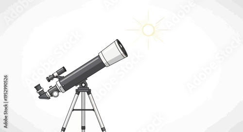 Telescope Aiming at Sun Icon, Astronomy and Space Exploration Concept