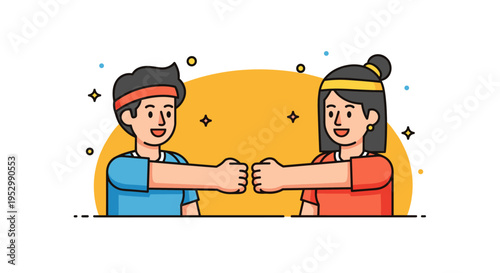 Two people giving a thumbs up in a cheerful, modern flat design style, perfect for teamwork or encouragement themes