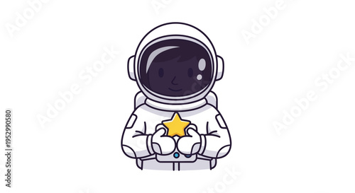 Cute Astronaut Holding a Star, Space Exploration, Dream Big