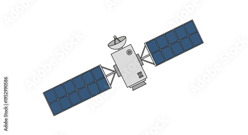 Satellite with solar panels, communication device, orbital technology, space exploration