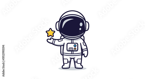 Cute Astronaut Holding Star - Space Exploration and Discovery Concept
