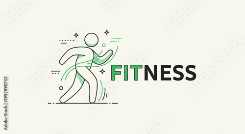 A dynamic fitness illustration featuring a running figure in a minimalist style, ideal for health and wellness themes