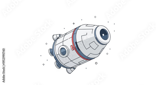 Futuristic Space Capsule Flying in Outer Space with Stars