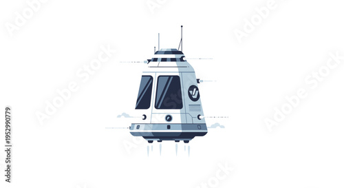 Futuristic Hovercraft Vehicle Flying, Transportation Concept