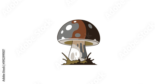 Whimsical Mushroom Illustration on White Background