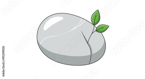 Growth concept: sprout emerging from a cracked stone, symbolizing new beginnings