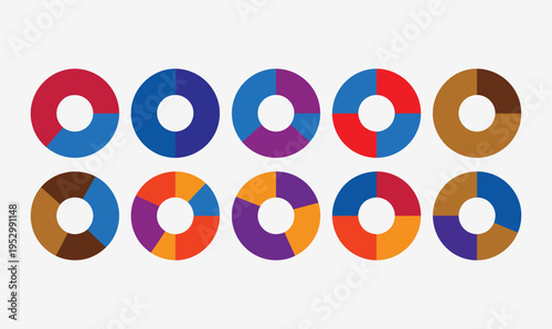 Donut Chart Infographic Vector Set for Business Data Visualization and Presentation Elements