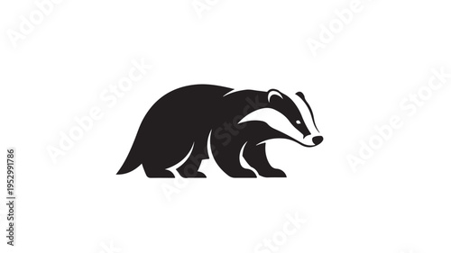 Badger silhouette side view, woodland wildlife vector icon