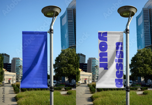 Mockup Of Customizable Vertical Banner On Lamp Post