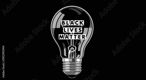 A light bulb graphic featuring the text 'Black Lives Matter' in a bold, modern style against a black background