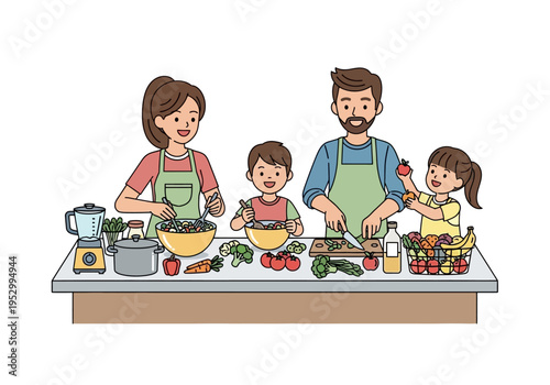 Family Cooking Together in the Kitchen.