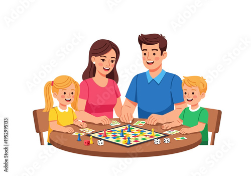 Family Playing Board Game Together.