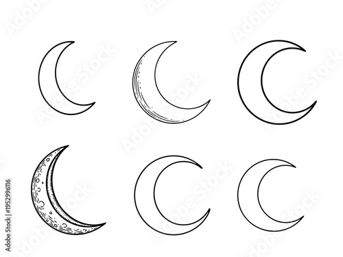Minimal Crescent Moon Line Art