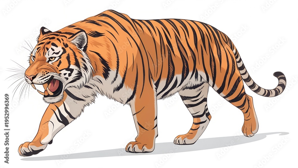 Obraz premium Tiger on white background isolated