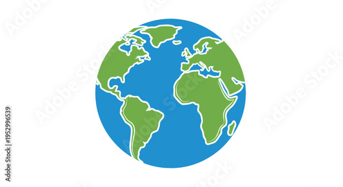 Stylized illustration of Earth globe with blue oceans and green continents, representing global connectivity.