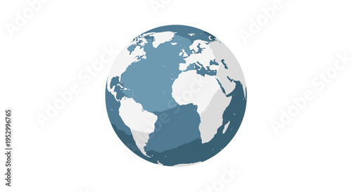 Stylized low-poly globe illustration with blue oceans and white continents, representing Earth or global connectivity.