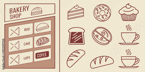 Brown of bakery shop and baked goods bread cake