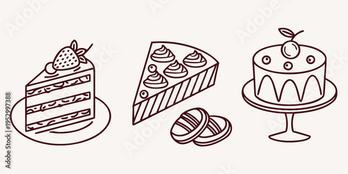 Various dessert desserts cake slice macarons pastry