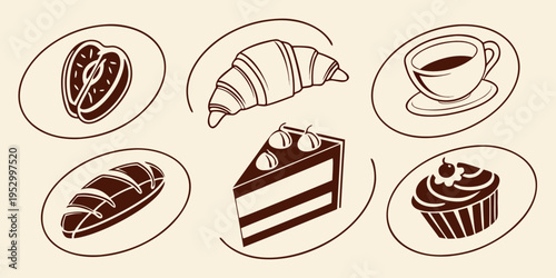 Brown of coffee and baked goods saucer