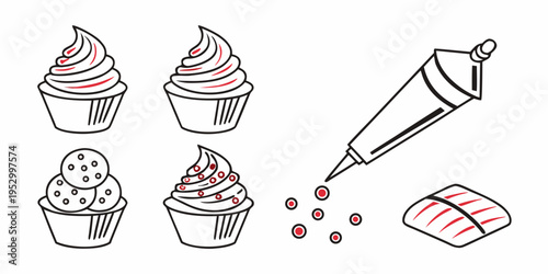 Cupcakes and icing frosting piping bag sweets