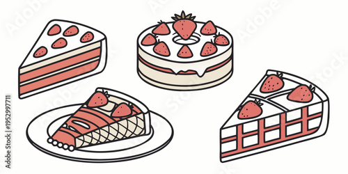 Strawberry cakes and slices cake slice strawberries dessert pastry