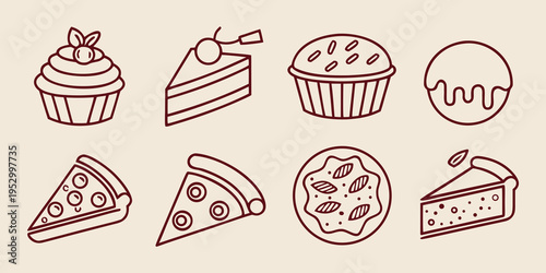 Various dessert desserts cupcakes muffins donuts