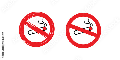 No Smoking Sign Red Circle Clear and Direct or hand draw  Message to Discourage Tobacco Use on Site, 