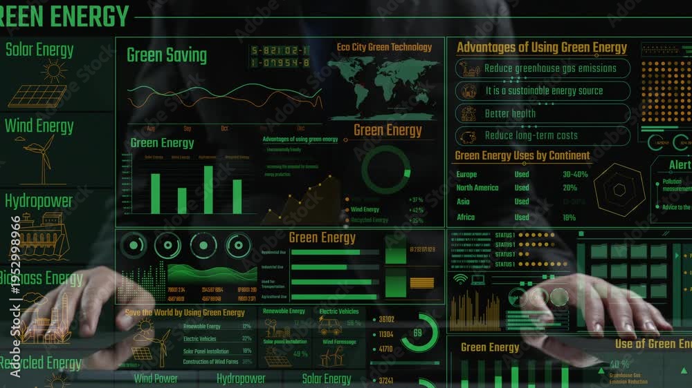 Explore a futuristic representation of green energy concepts featuring ...