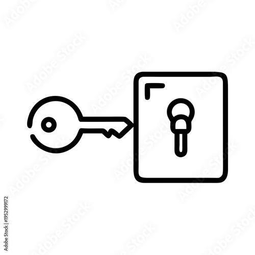 Key, lock icon, access symbol, security sign, black line art