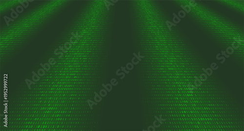 Binary Bifurcation - Minimalist Symmetric Data Columns and Central Digital Void. Perspective.