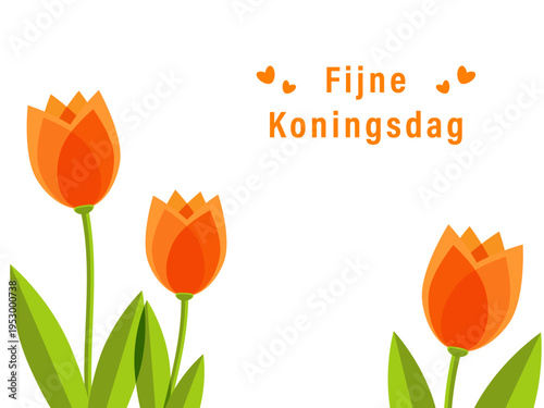 Fijne Koningsdag. Happy Kings Day. Translation on english Happy Kings Day.  Social media post, Greeting card, banner, flyers, posters