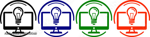 Computer monitor with light bulb icon symbolizing new ideas or innovation
