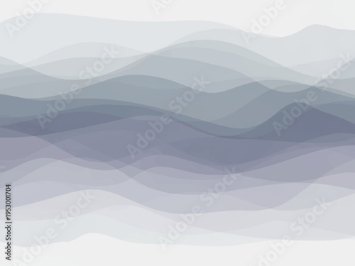 Soft Gray Hazy Mountain Landscape View.