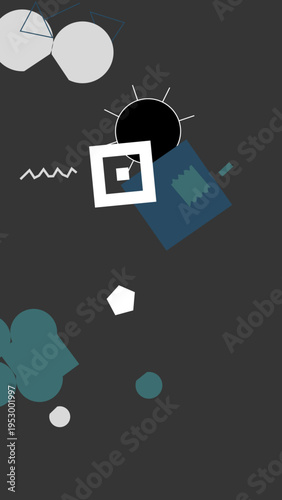 Abstract Geometric Composition on Dark Gray Background