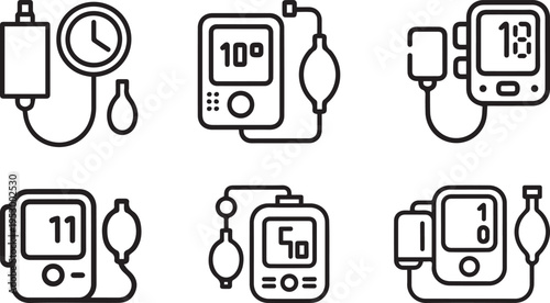 unique Minimalist blood pressure monitor icon set
