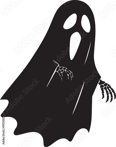 Classic Bed Sheet Ghost Two Eyes Floating Halloween Silhouette Night
