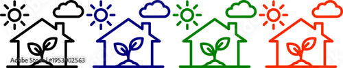 Eco house icons for sustainability and green energy symbol set vector