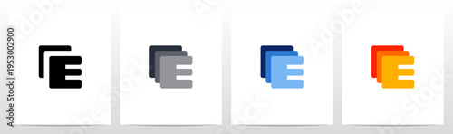 Squares Rounded Corners Stack Layers Initial Letter Logo Design E