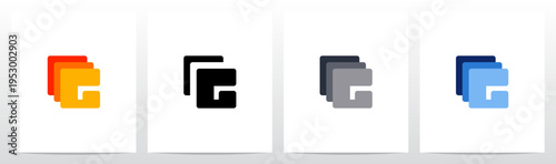 Squares Rounded Corners Stack Layers Initial Letter Logo Design G