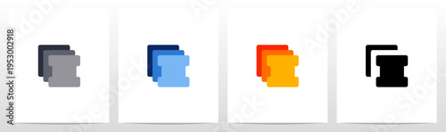 Squares Rounded Corners Stack Layers Initial Letter Logo Design I