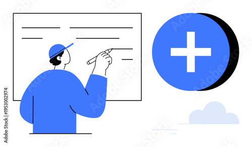 Problem solving concept. Person brainstorming solutions and planning ideas on a board conveys problem solving and creativity. For education, innovation, teamwork, goal setting, business strategy