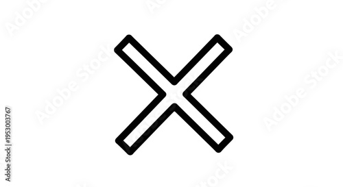 Simple bold black line art multiplication sign or cross symbol representing cancelation or error