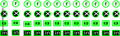 Social media icon set, social network logos, facebook, instagram, x, youtube, whatsapp, linkedIn, telegram, bluesky, tiktok