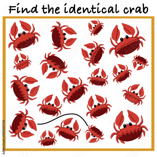 Find the identical crab worksheet for kids