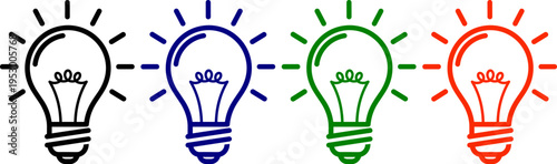 Light bulb idea generation symbol with radiating energy for innovation and creativity
