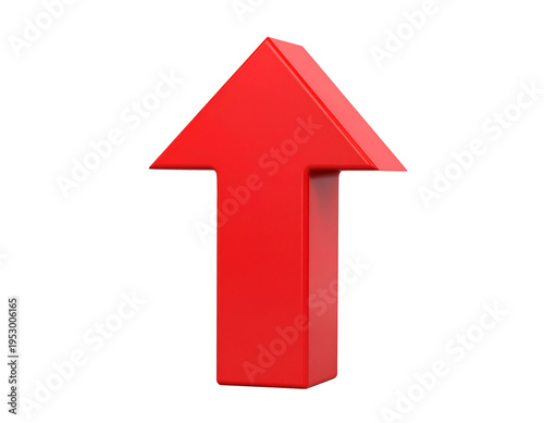 A solid, glossy red arrow points straight up