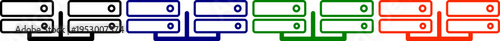 Server icons set representing computer hardware and data storage