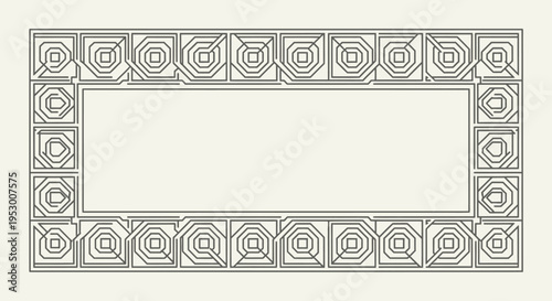 Elegant Geometric Rectangular Frame with Intricate Linear Pattern. Decorative Border Design Element for Vintage-Inspired Projects.