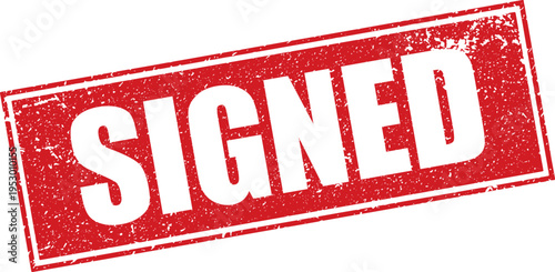 Fotografia Red Signed Rubber Stamp Sign Mark Word Text Written in Reverse Grunge Vector in