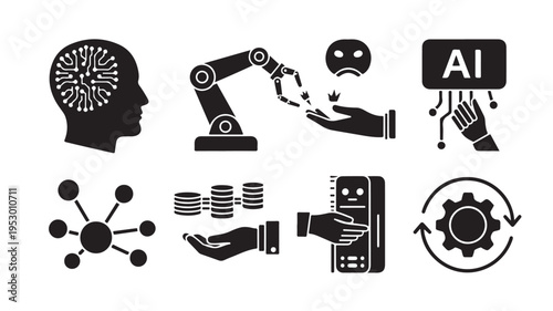 Industrial robot arm automation silhouette